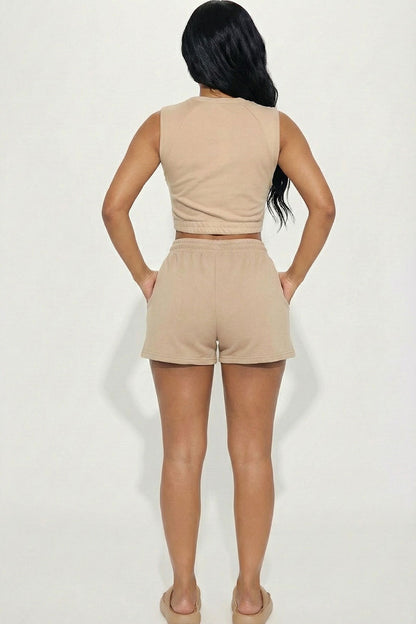 Cotton French Terry Crop Top & Shorts Set