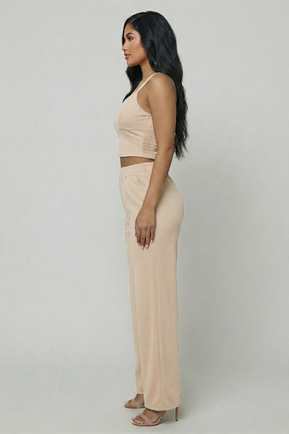 Spaghetti Strap Bralette Top & Wide Leg Pants Set