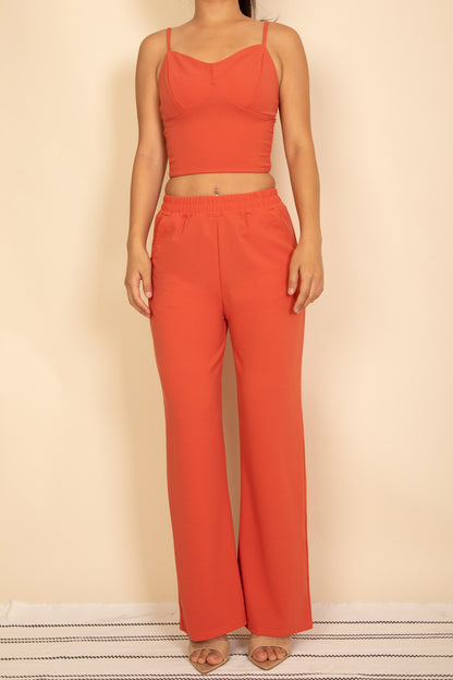 Spaghetti Strap Bralette Top & Wide Leg Pants Set