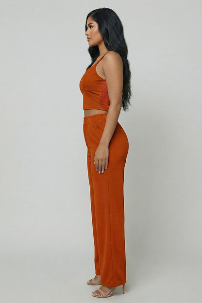Spaghetti Strap Bralette Top & Wide Leg Pants Set