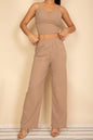 Spaghetti Strap Bralette Top & Wide Leg Pants Set