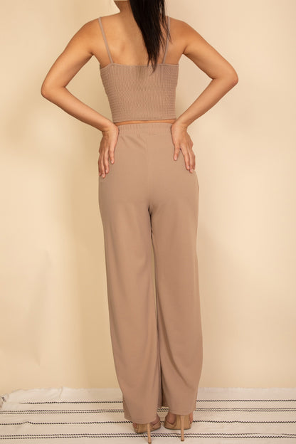 Spaghetti Strap Bralette Top & Wide Leg Pants Set