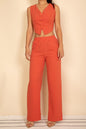 Tailored Button Vest with Adjustable Back Tie & Wide Leg Pants Set