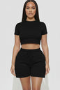 Fitted Crop Tee & Adjustable Drawstring Shorts Set