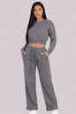 Cropped Long Sleeve Sweatshirt and Wide Leg Pants Lounge Set