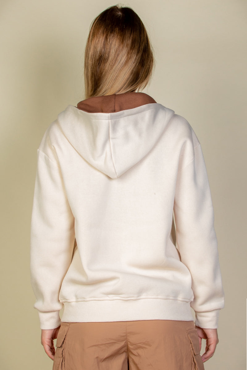 Graphic Drop Shoulder Zipper Up Hoodie - Capella Apparel