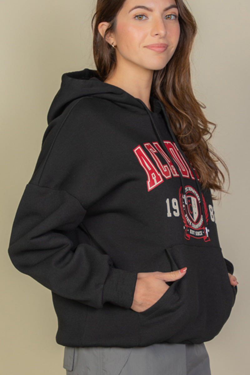 Graphic Kangaroo Pocket Drawstring Hoodie - Capella Apparel