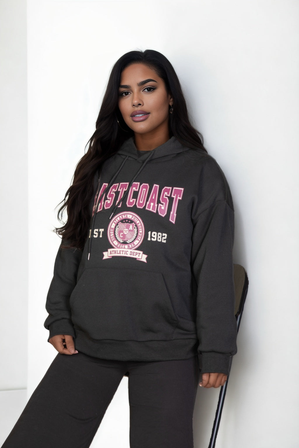 Plus Size Graphic Kangaroo Pocket Drawstring Hoodie