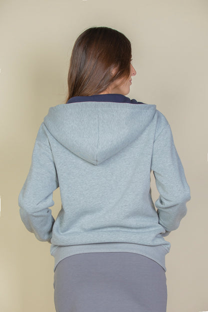 Graphic Drop Shoulder Zipper Up Hoodie - Capella Apparel