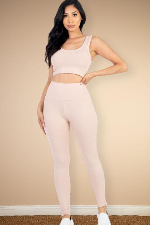 Ribbed Crop Top & Leggings Set - Wholesale Capella Apparel