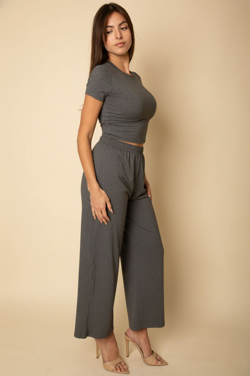 Relaxed Fit Top and Wide-Leg Pants Set