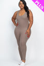 Plus Ribbed Scoop Neck Bodycon Jumpsuit - Wholesale Capella Apparel