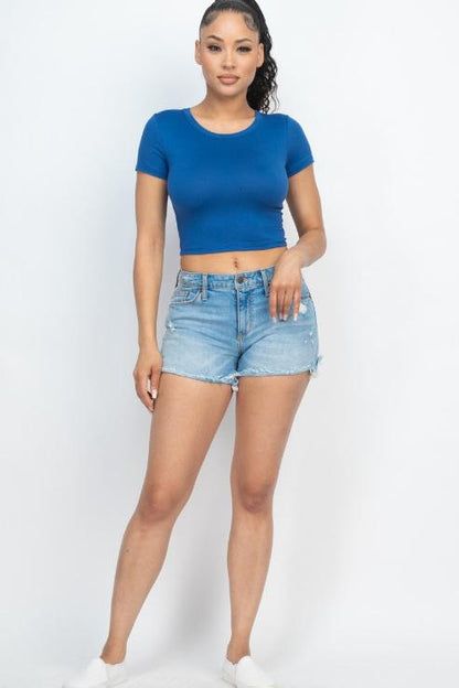 Short Sleeve Roundneck Crop Top - Wholesale Capella Apparel