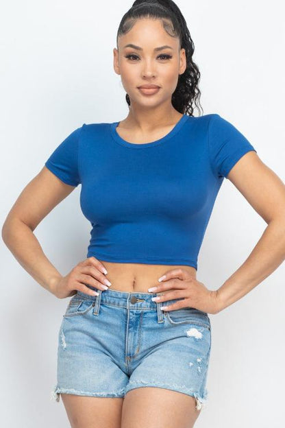 Short Sleeve Roundneck Crop Top - Wholesale Capella Apparel