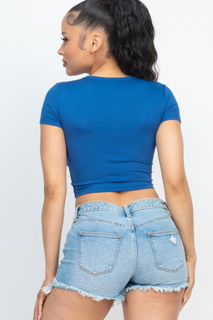 Short Sleeve Roundneck Crop Top - Wholesale Capella Apparel