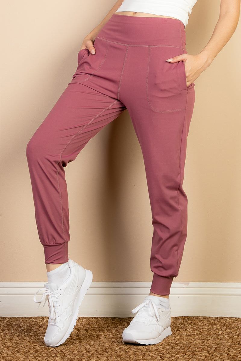 High Waisted Wide Waistband Joggers - Capella Apparel