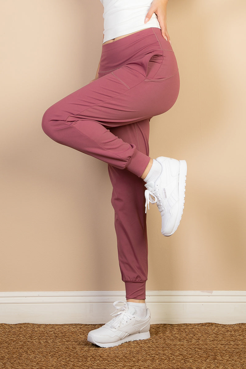 High Waisted Wide Waistband Joggers - Capella Apparel