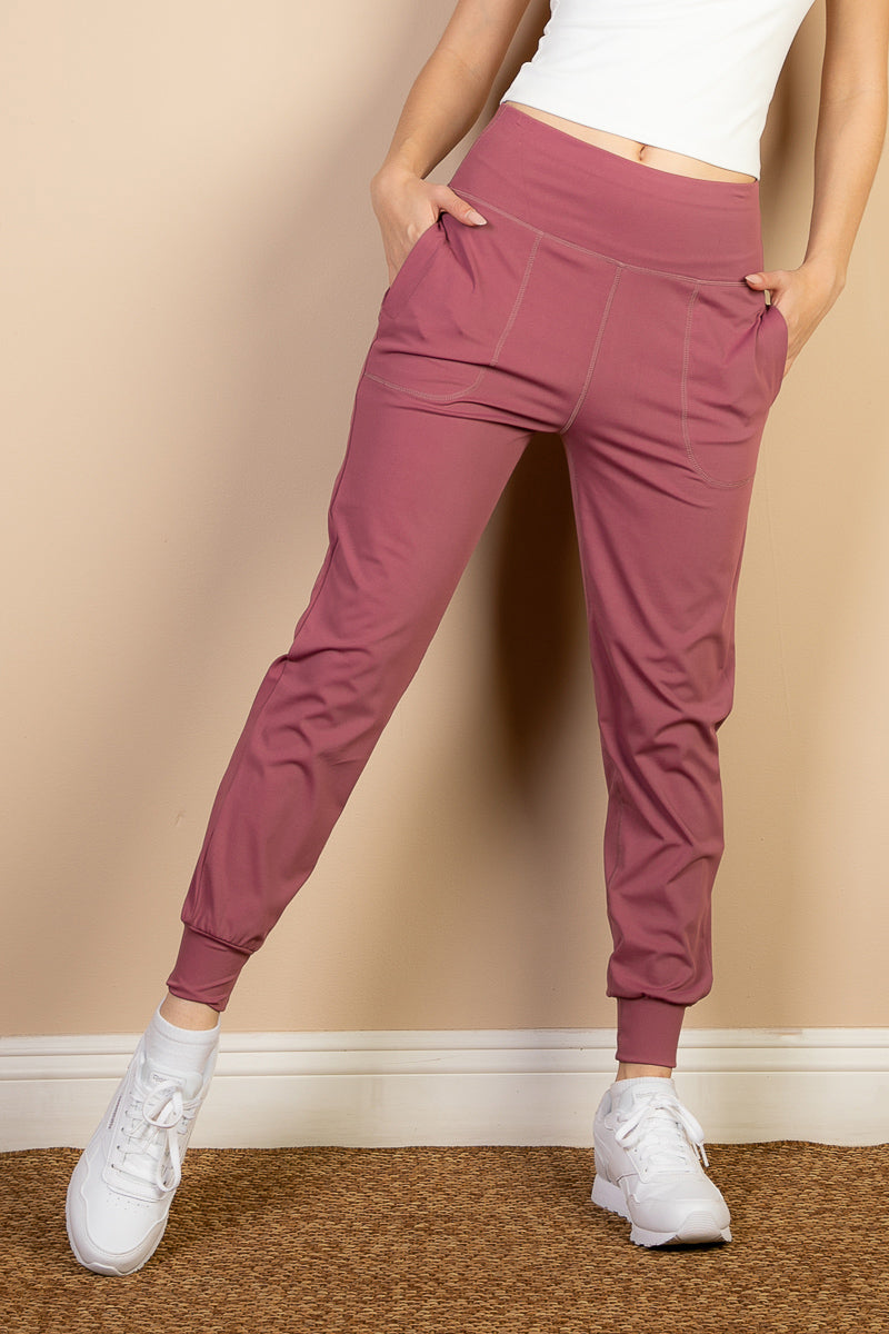High Waisted Wide Waistband Joggers - Capella Apparel