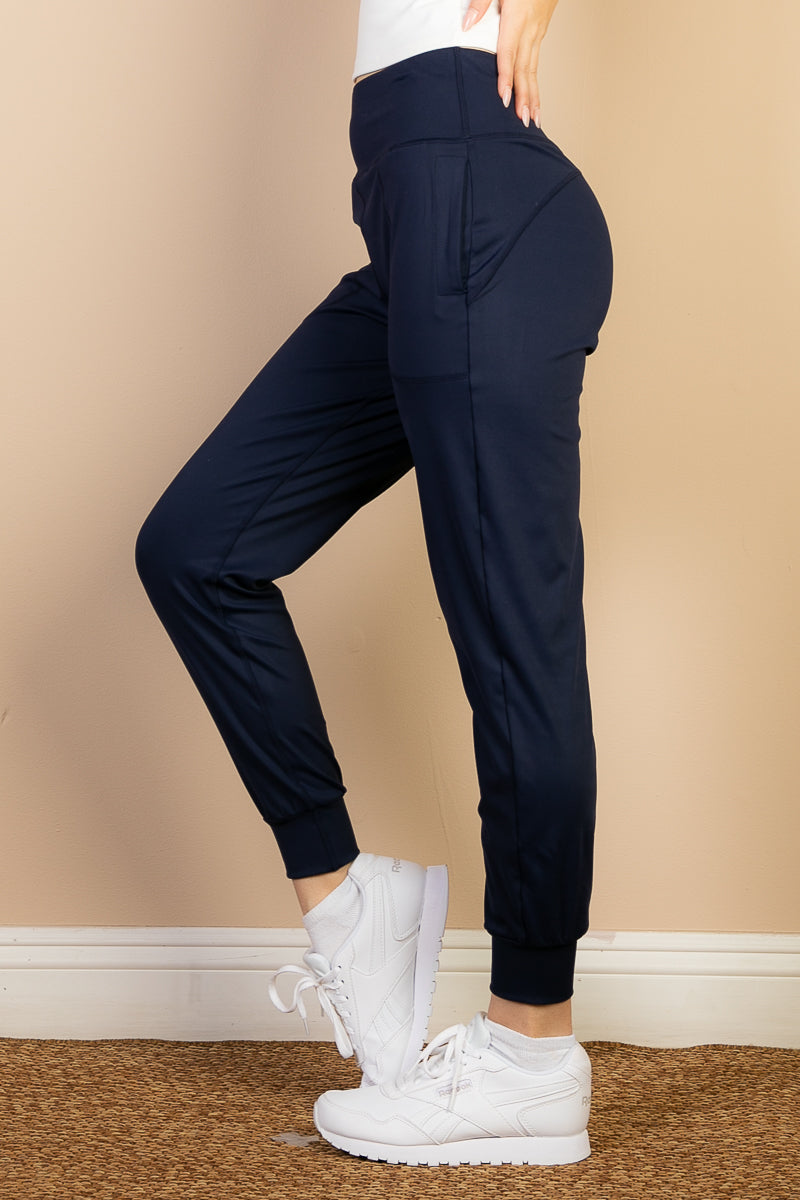 High Waisted Wide Waistband Joggers - Capella Apparel