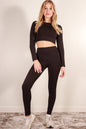 Long Sleeve Crop Top & High Waist Leggings Activewear Set (CAPELLA) - Capella Apparel
