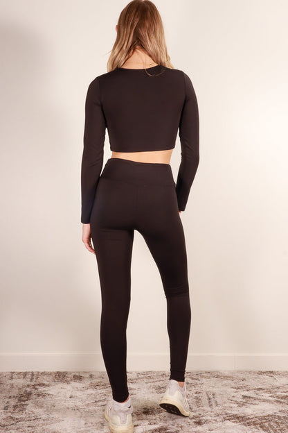 Long Sleeve Crop Top & High Waist Leggings Activewear Set (CAPELLA) - Capella Apparel