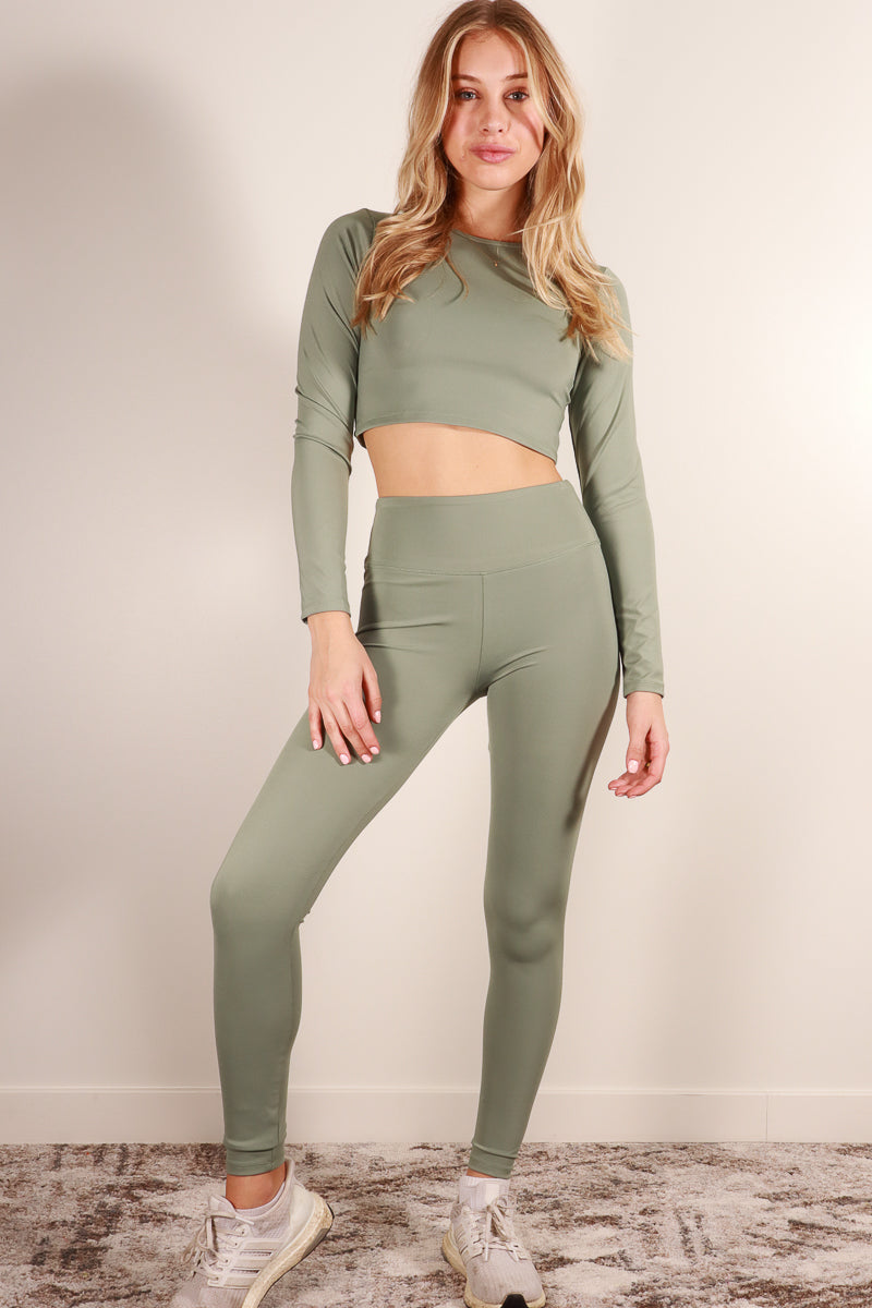 Long Sleeve Crop Top & High Waist Leggings Activewear Set (CAPELLA) - Capella Apparel