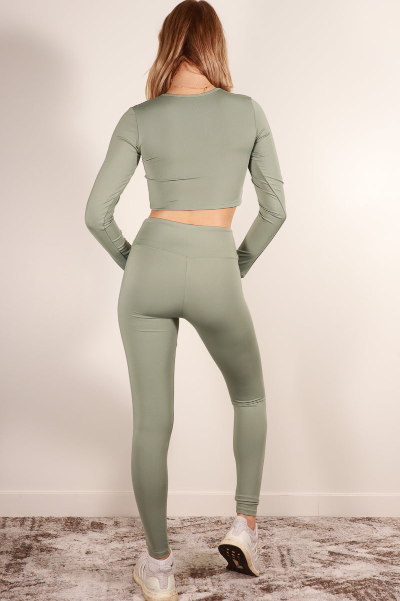 Long Sleeve Crop Top & High Waist Leggings Activewear Set (CAPELLA) - Capella Apparel