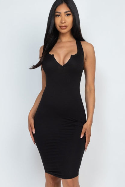 Split Neck Tank Mini Bodycon Dress (CAPELLA) - Capella Apparel