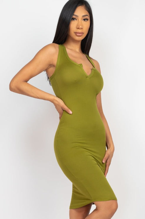 Split Neck Tank Mini Bodycon Dress - Capella Apparel