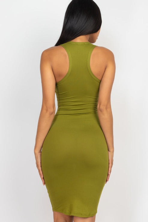 Split Neck Tank Mini Bodycon Dress - Capella Apparel