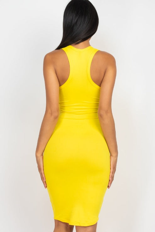 Split Neck Tank Mini Bodycon Dress - Capella Apparel