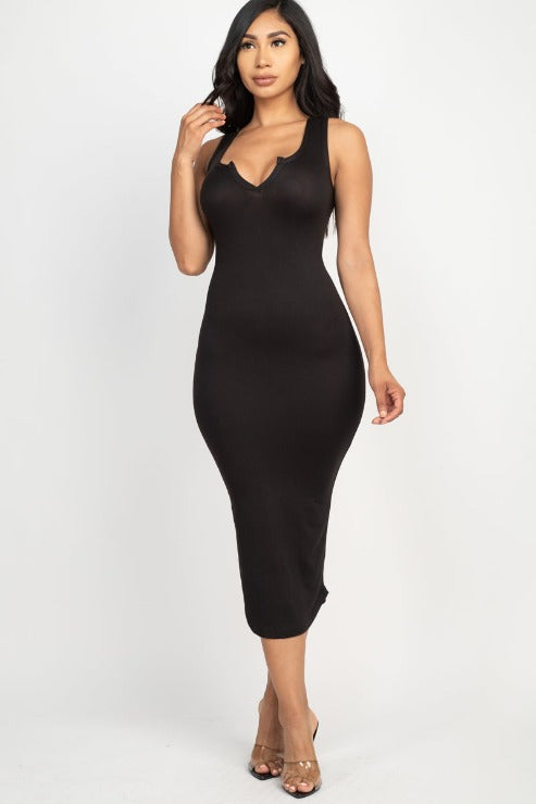 Split Neck Tank Midi Dress - Wholesale Capella Apparel