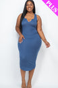 Plus Size Split Neck Tank Midi Dress - Wholesale Capella Apparel