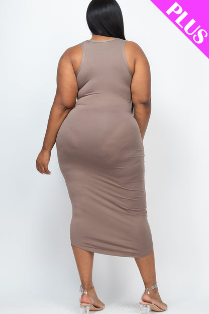 Plus Size Split Neck Tank Midi Dress - Wholesale Capella Apparel