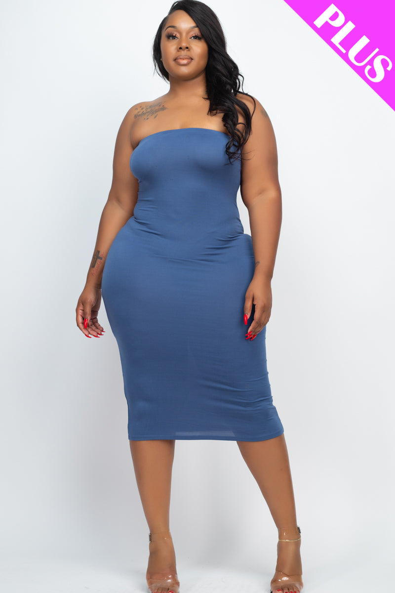 Plus Size Tube Bodycon Midi Dress - Wholesale Capella Apparel