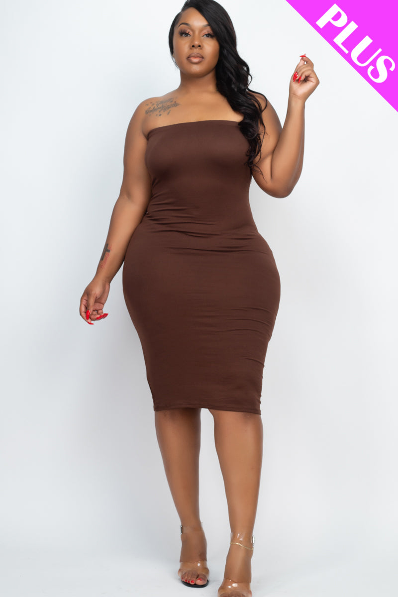 Plus Size Tube Bodycon Midi Dress - Wholesale Capella Apparel