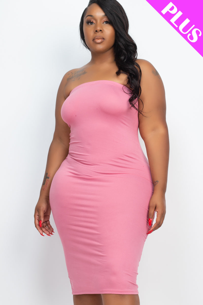 Plus Size Tube Bodycon Midi Dress - Wholesale Capella Apparel