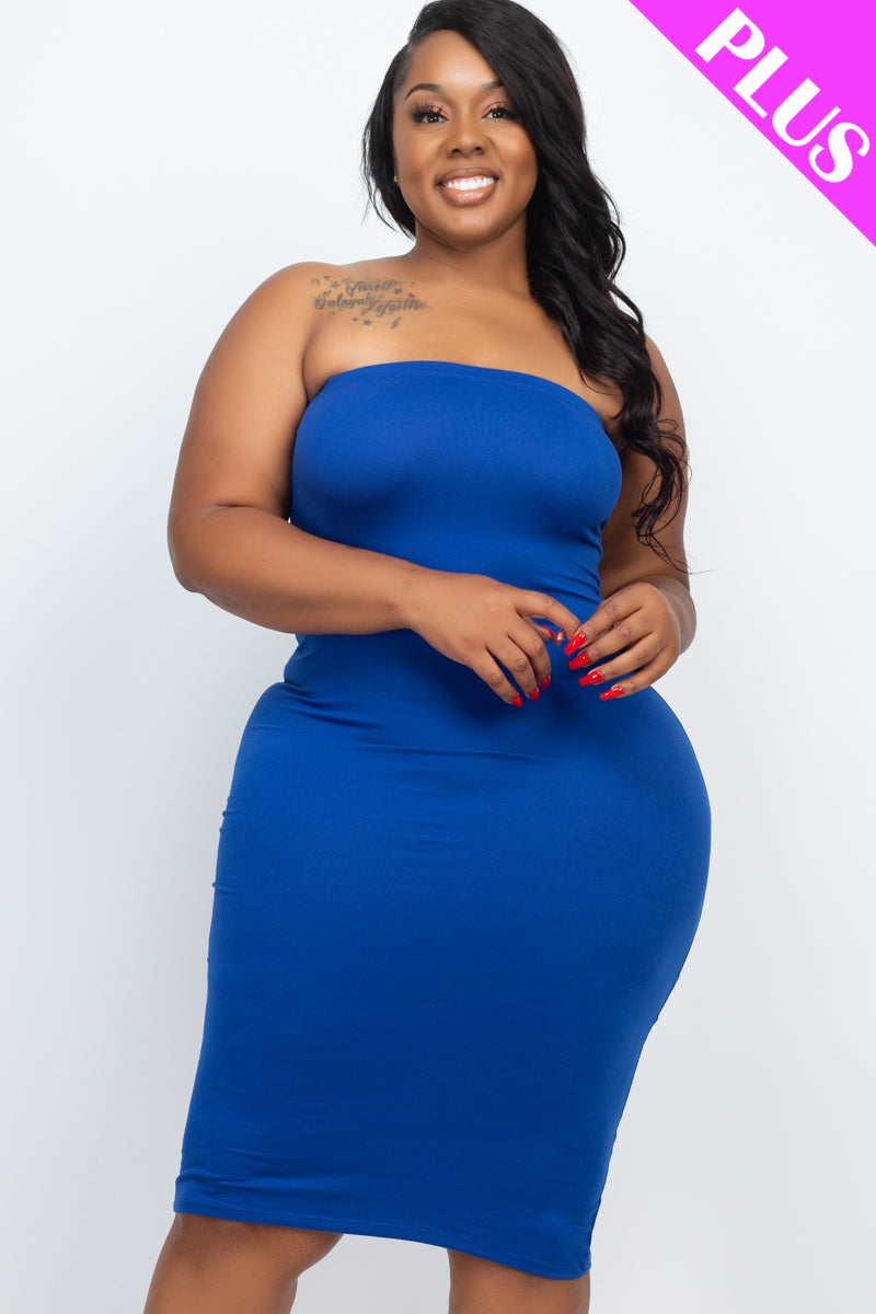 Plus Size Tube Bodycon Midi Dress - Wholesale Capella Apparel