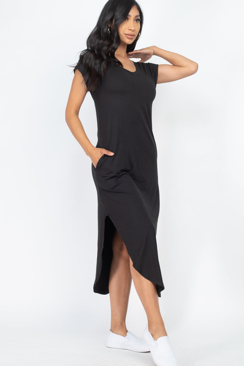 Cap Sleeve V Neck Maxi Dress - Wholesale Capella Apparel