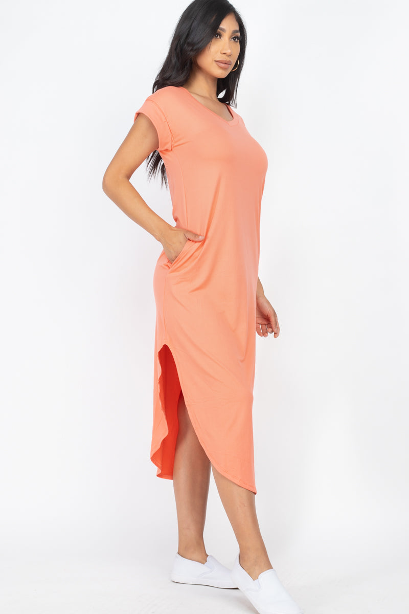 Cap Sleeve V Neck Maxi Dress - Wholesale Capella Apparel