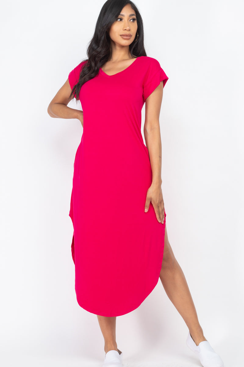 Cap Sleeve V Neck Maxi Dress - Wholesale Capella Apparel