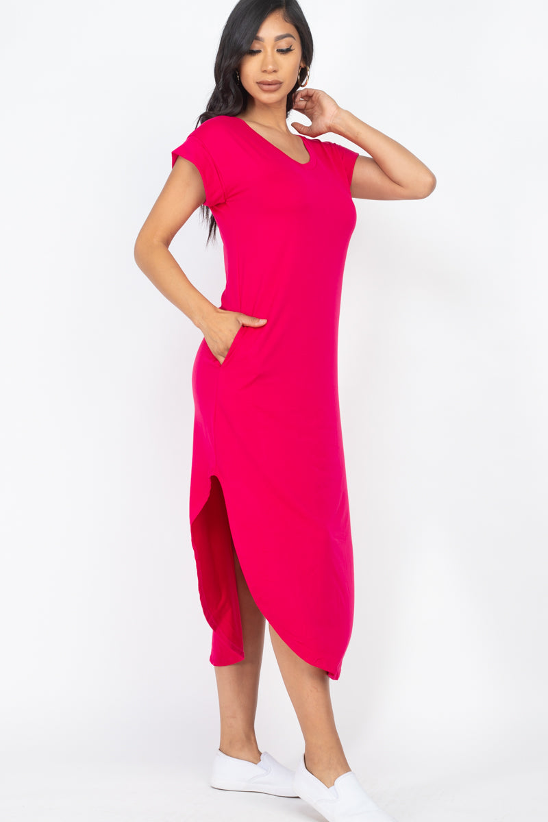 Cap Sleeve V Neck Maxi Dress - Wholesale Capella Apparel