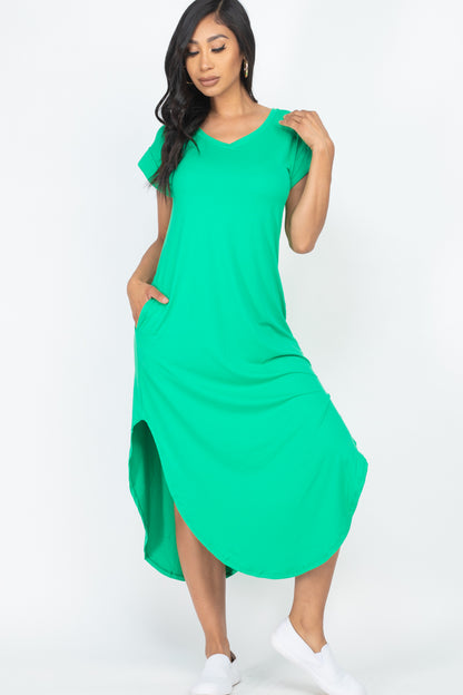 Cap Sleeve V Neck Maxi Dress - Wholesale Capella Apparel