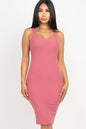 Ribbed Back Slit Bodycon Midi Dress - Wholesale Capella Apparel