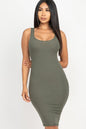 Ribbed Back Slit Bodycon Midi Dress - Wholesale Capella Apparel