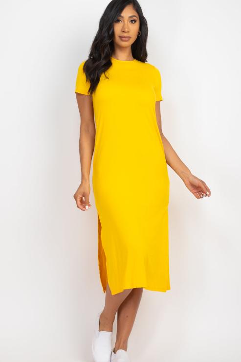 Side Slit Comfy Dress (CAPELLA) - Capella Apparel