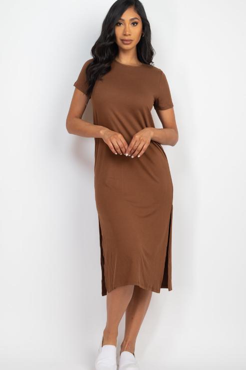 Side Slit Comfy Dress (CAPELLA) - Capella Apparel