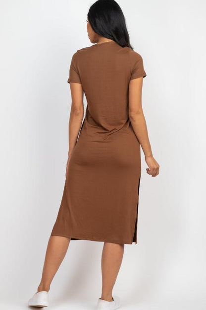 Side Slit Comfy Midi Dress - Wholesale Capella Apparel