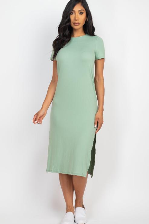 Side Slit Comfy Dress (CAPELLA) - Capella Apparel