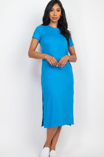 Side Slit Comfy Midi Dress - Wholesale Capella Apparel